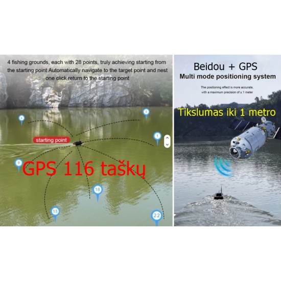 Attacker M60 Pro pašarų laivelis su Echolotu ir 116 taškų GPS. 31200 baterija Attacker M60 Pro pašarų laivelis su Echolotu ir 116 taškų GPS. 31200 baterija
