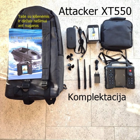 Attacker XT550 pašarų laivelis su Echolotu su 116 taškų GPS. 18000 baterija. Telpa 3.26 litro pašaro Attacker XT550 pašarų laivelis su Echolotu su 116 taškų GPS. 18000 baterija. Telpa 3.26 litro pašaro