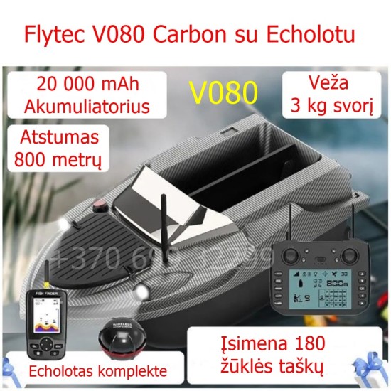 Atnaujintas modelis. Flytec V080 pašarų laivelis. 180 taškų GPS+ ECHOLOTAS+ tašė. 20000 baterija Atnaujintas modelis. Flytec V080 pašarų laivelis. 180 taškų GPS+ ECHOLOTAS+ tašė. 20000 baterija