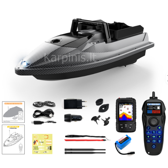 Flytec V600 PRO su įmontuotu Echolotu iki 500 metrų ir GPS 200 taškų. 12000mAh baterija