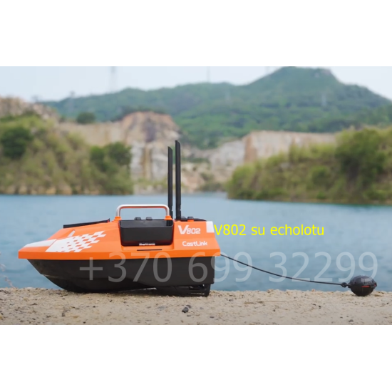 Flytec V802 Pro pašarų laivelis su GPS ir ECHOLOTU. 12000mAh baterija