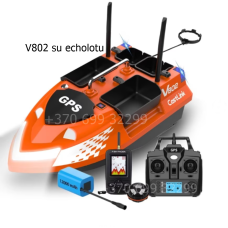 Flytec V802 Pro Orange pašarų laivelis su GPS ir ECHOLOTU. 12000mAh baterija