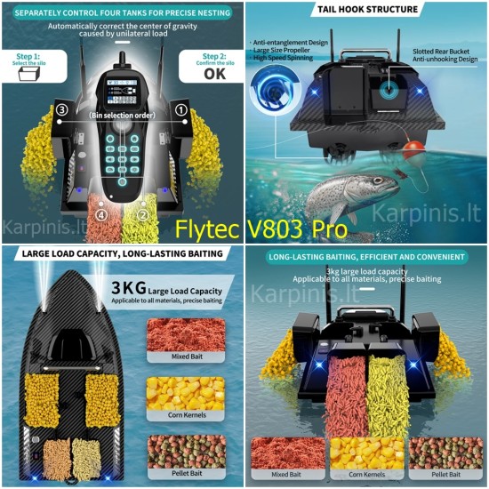 Flytec V803 PRO su įmontuotu Echolotu iki 500 metrų ir GPS 200 taškų. 12000mAh baterija Flytec V803 PRO su įmontuotu Echolotu iki 500 metrų ir GPS 200 taškų. 12000mAh baterija