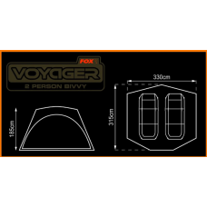Fox Voyager 2 person bivvy 330 × 315 × 185 cm karpinė palapinė