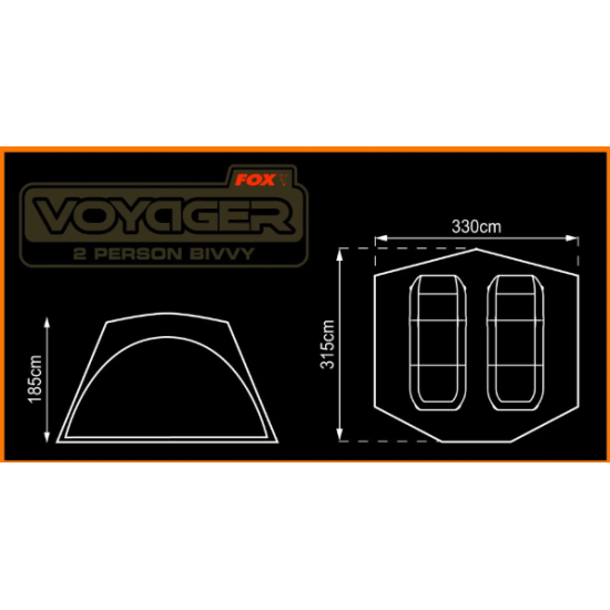 Fox Voyager 2 person bivvy 330 × 315 × 185 cm karpinė palapinė