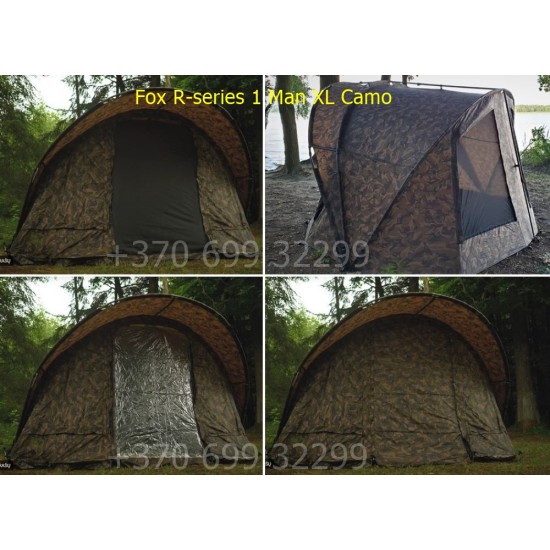 Fox R-Series 1-Man XL Camo Bivvy 295 x 235 x 165 cm karpinė palapinė Fox R-Series 1-Man XL Camo Bivvy 295 x 235 x 165 cm karpinė palapinė