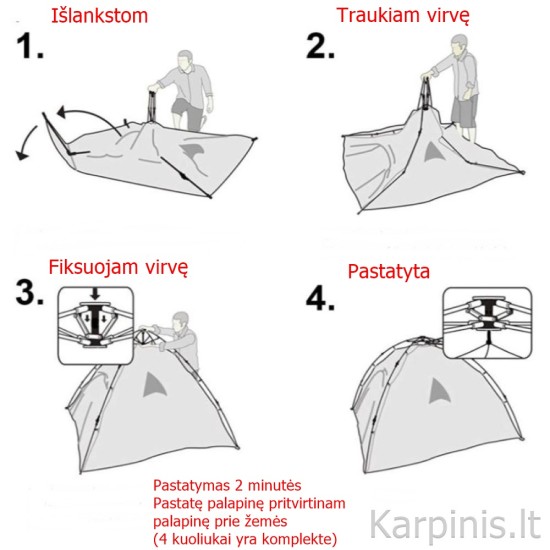 Karpinė dvivietė/vienvietė greito pastatymo palapinė Karpinė dvivietė/vienvietė greito pastatymo palapinė