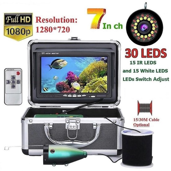 Povandeninė kamera 7 colių Full HD raiška 30 metrų laidas Povandeninė kamera 7 colių Full HD raiška 30 metrų laidas