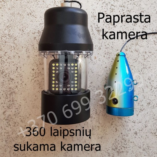 Povandeninė 360 laipsnių sukama kamera 9 colių su 50 metrų laidu